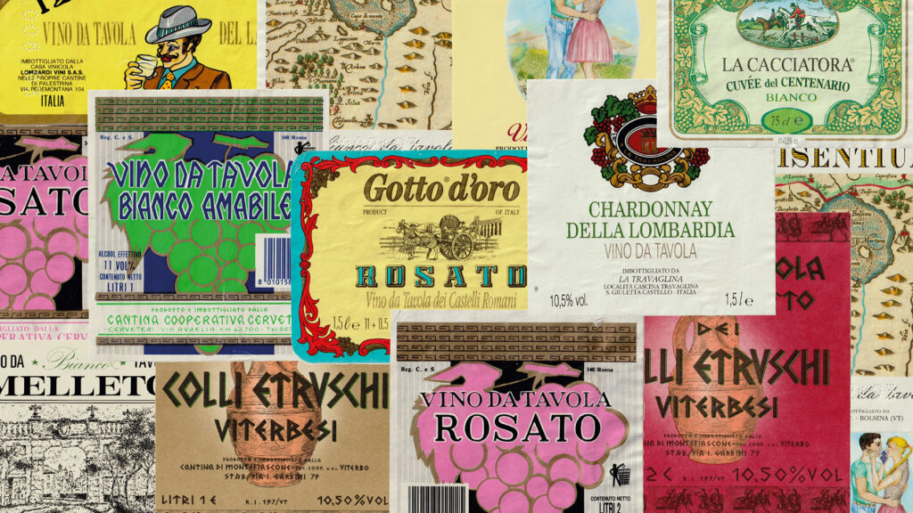Collage di alcune etichette presenti nel Museo