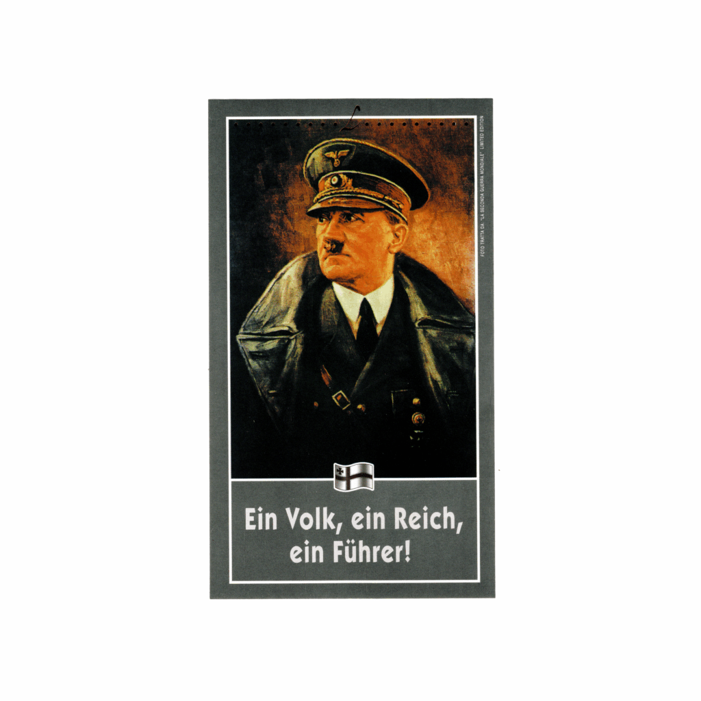Il N/A Ein Volk, ein Reich, ein Führer!, prodotto a N/A, in N/A, presenta un'etichetta rettangolare realizzata in carta patinata opaca e stampata con tecnologia offset.